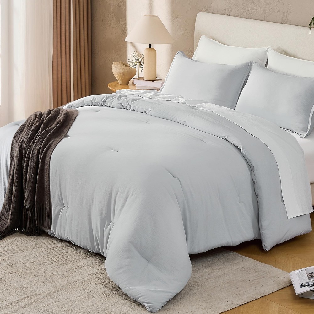 Andency Silver Grey Queen Comforter Set, Boho (90"x90"),