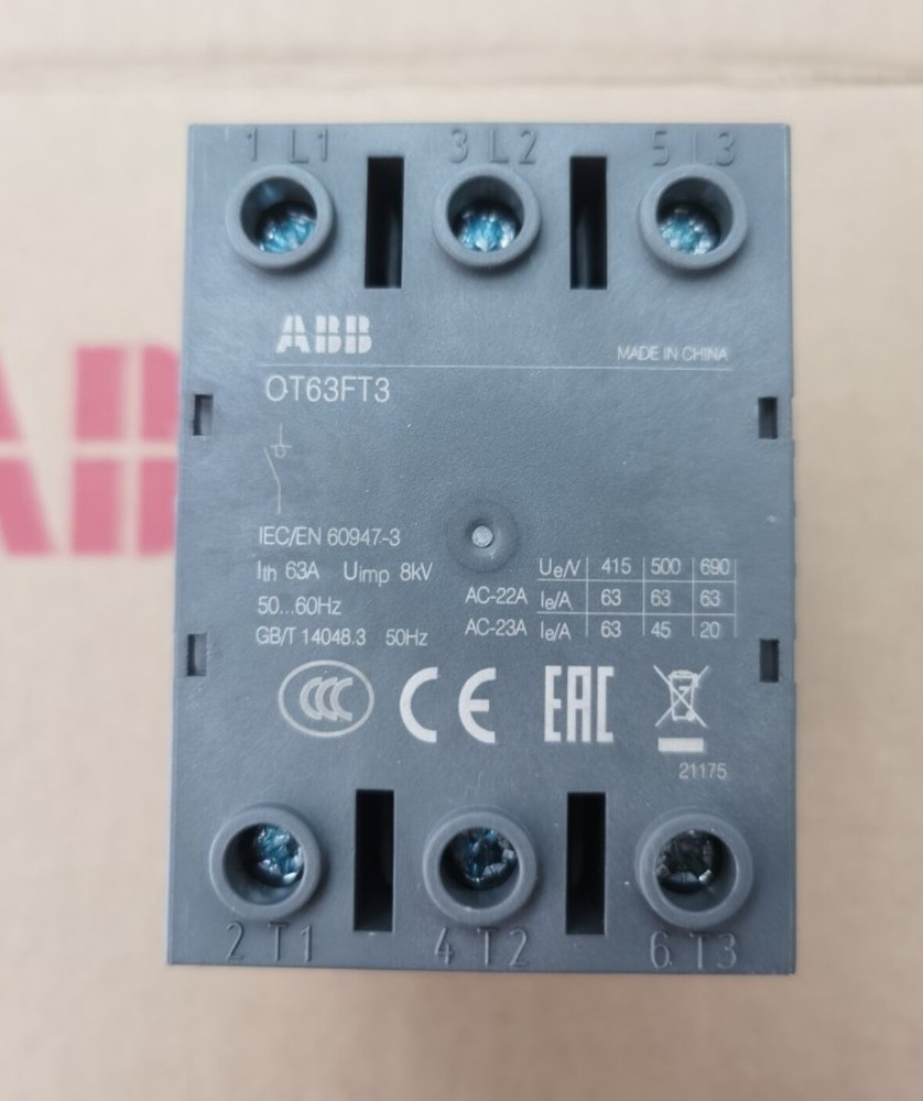 ABB 60 AMP GENERAL PURPOSE DISCONNECT SWITCH 600 VAC OT63FT3
