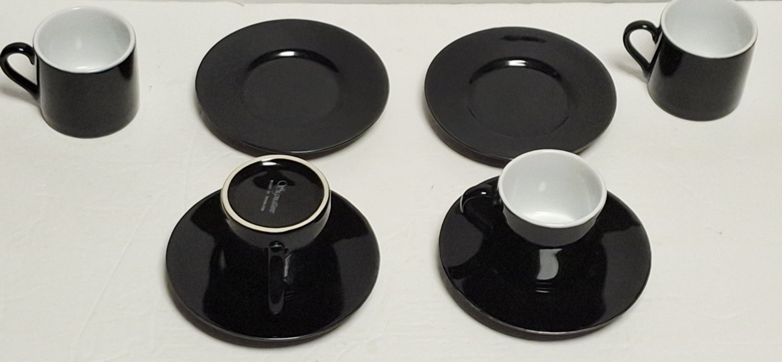 Signature black and white espresso cups and saucers set of 4