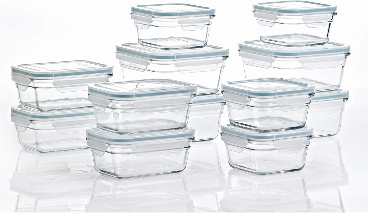 GLASSLOCK 24 Piece Oven Microwave Safe Glass Food Storage Containers Set w/Lids