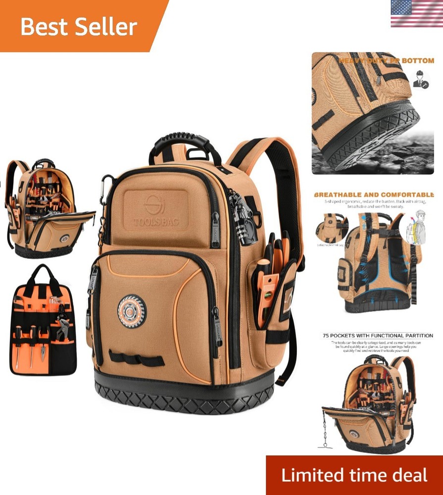 Professional Tool Backpack with 75 Compartments & Comfortable Carrying Design