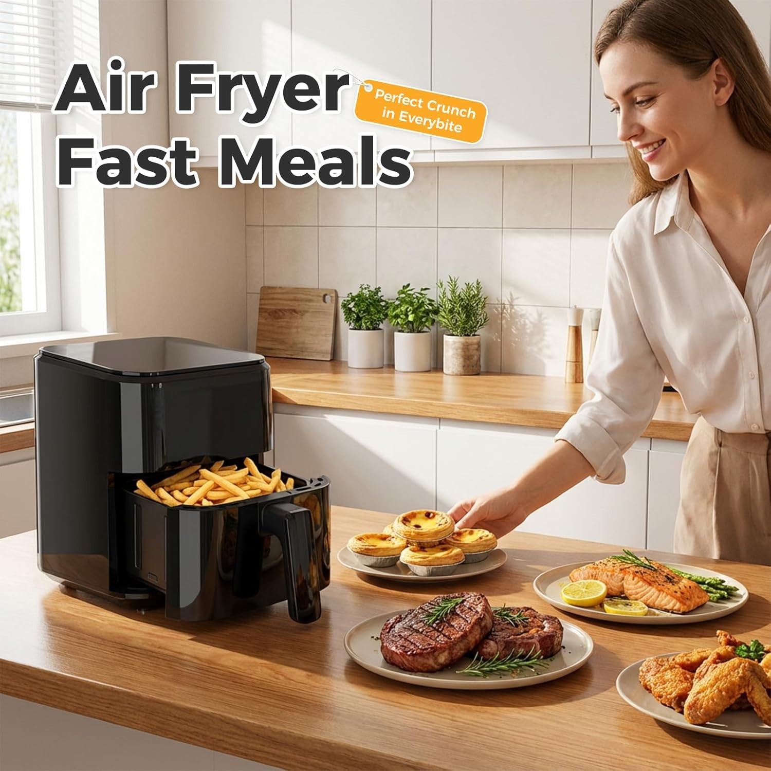 Home Eastwest 3QT Air Fryer,Small Air Fryer w/Digital PP Touch Panel,160℉- 400℉