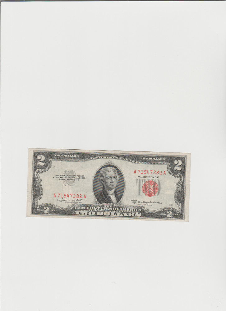 1953-B $2 Red Seal Note in lightly circulated condition.