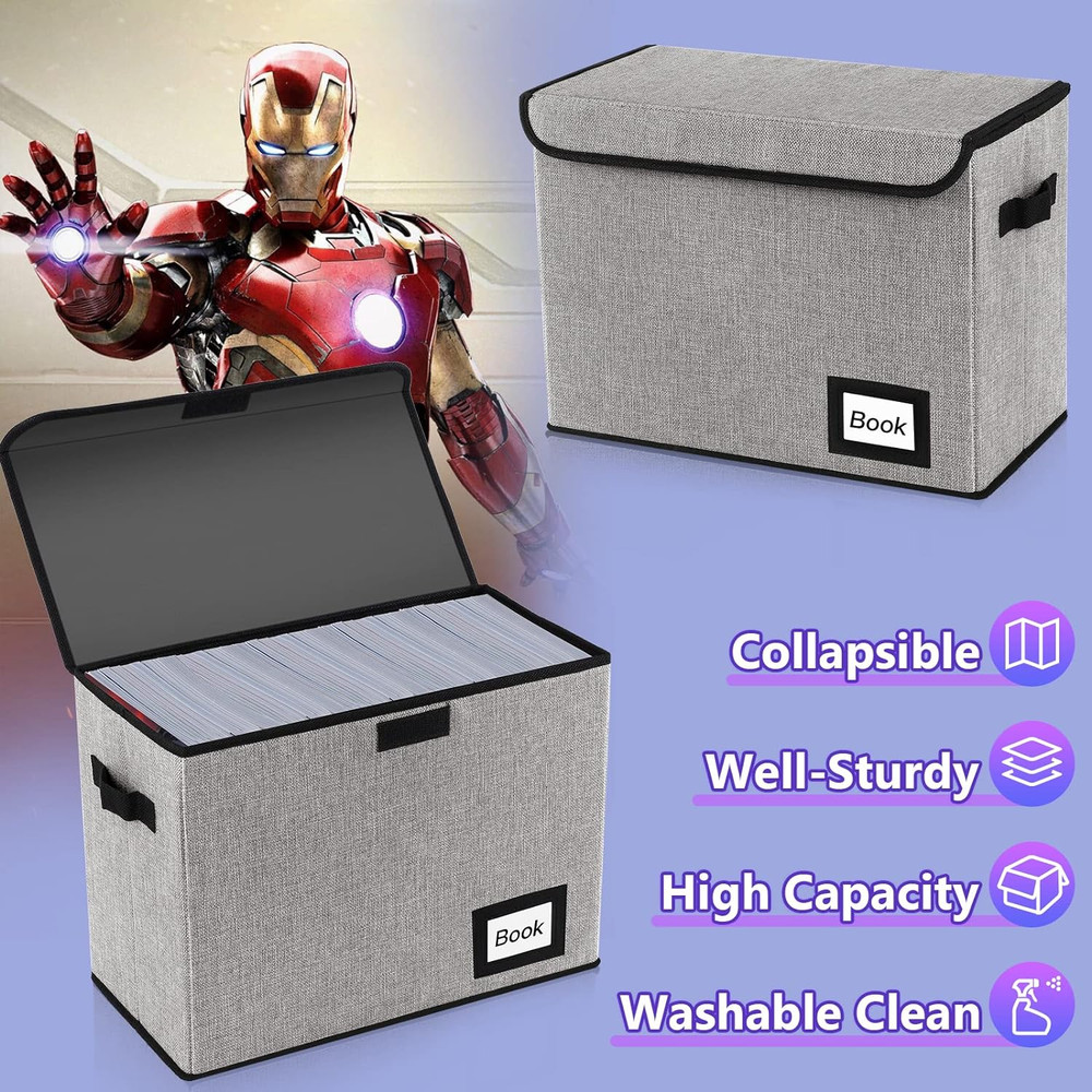 Collection Comic Book Storage Box, 15.8" X 7.8" X 11.8", Collapsible Comic Short