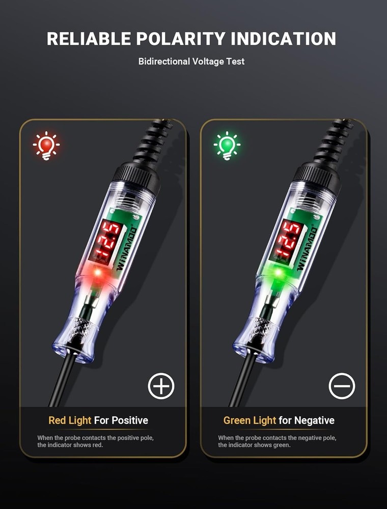 Automotive Test Light with 3-48V LED Digital Voltage Display, Auto Circuit Test