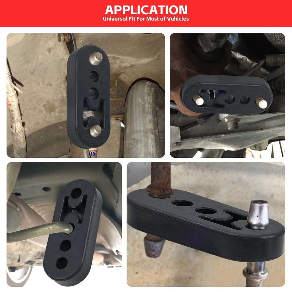 2x Universal Car-Rubber Exhaust Tail Pipe Mount Bracket Hanger 4 Hole Adjustable