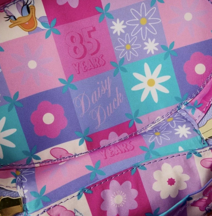 Loungefly Crossbody Bag: DAISY DUCK 85th Anniversary Oval Sequins Quilted Purple