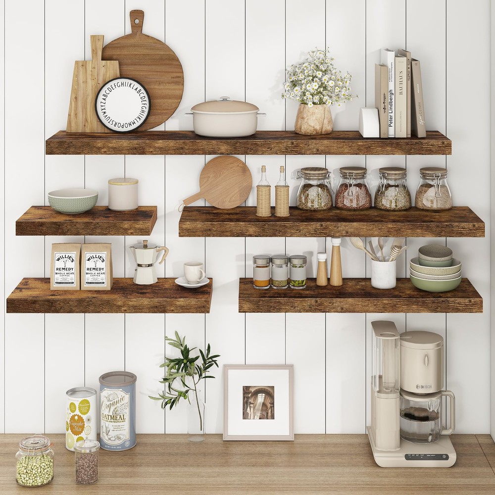 32Inch Floating Shelves, 9.3Inch Deep Rustic Wall Shelves - Extra Deeper & Th...