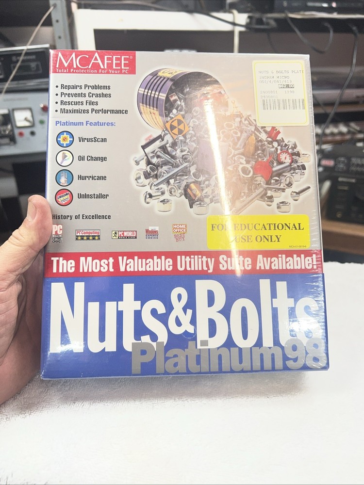 1998 McAfee Nuts & Bolts Platinum Big Box CD, Book, and inserts Sealed