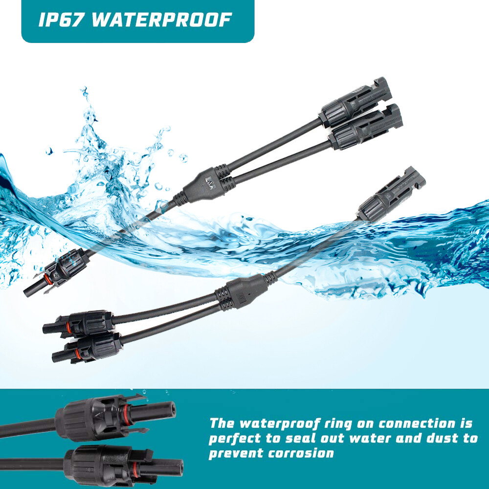 1Pair Solar Cable Splitter Waterproof IP67 2Y Branch Solar Panel Cable Connector