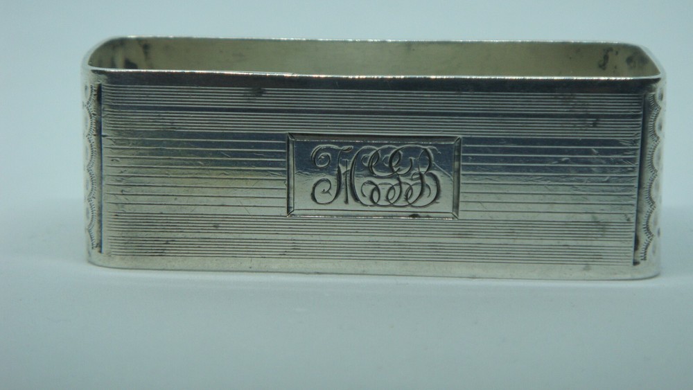 ANTIQUE WATROUS MFG. CO STERLING SILVER RECTANGULAR NAPKIN RING