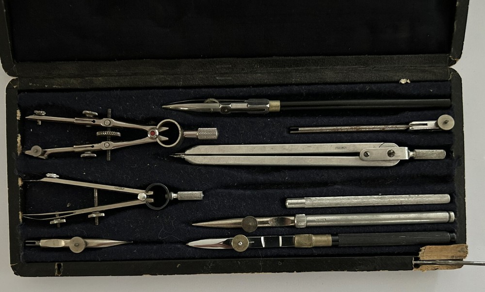 Cased Assorted Engineering / Drawing Instruments, Some marked, ‘France’
