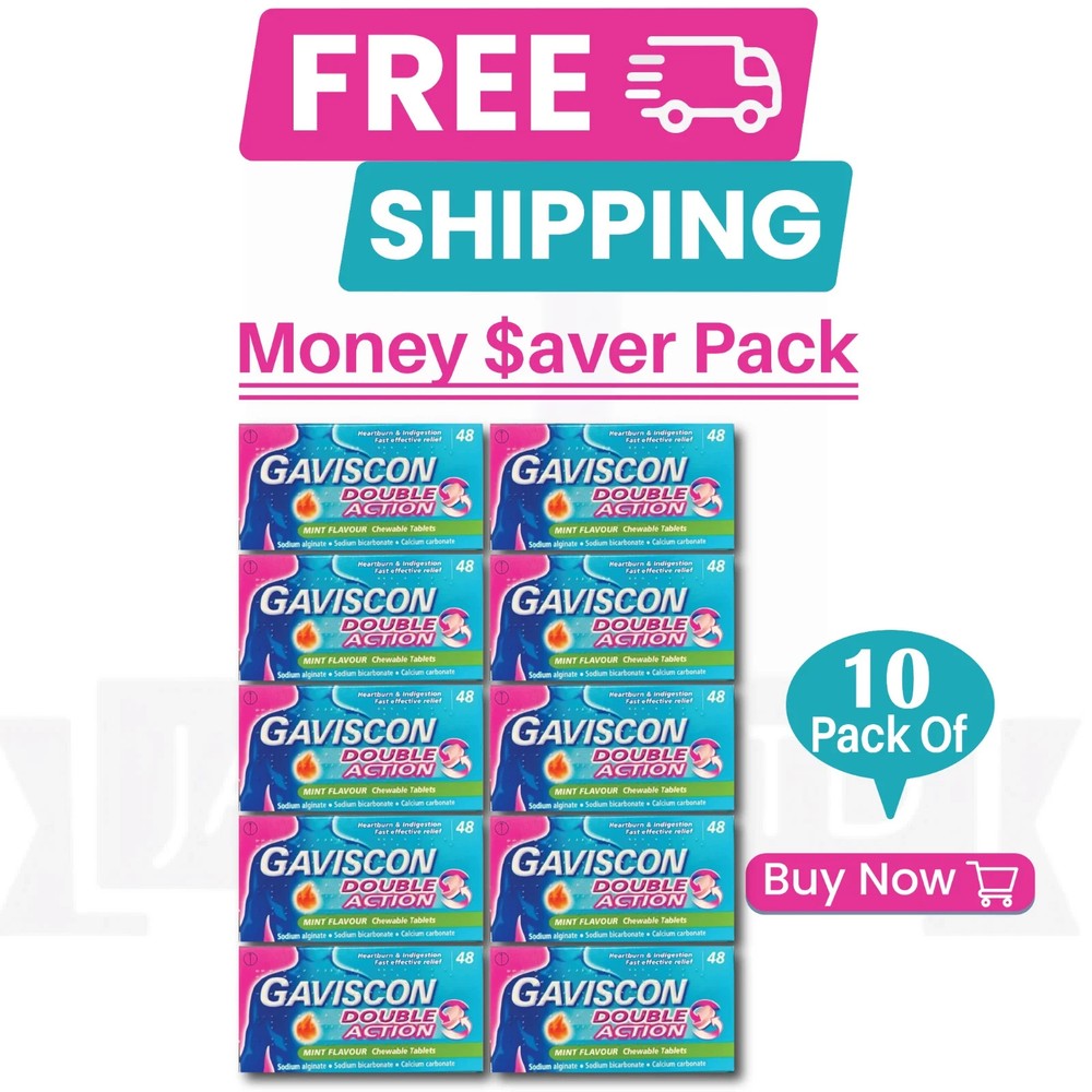 10 PACK - Gav-I$Con Double Action Tablets - (48 Count Each)