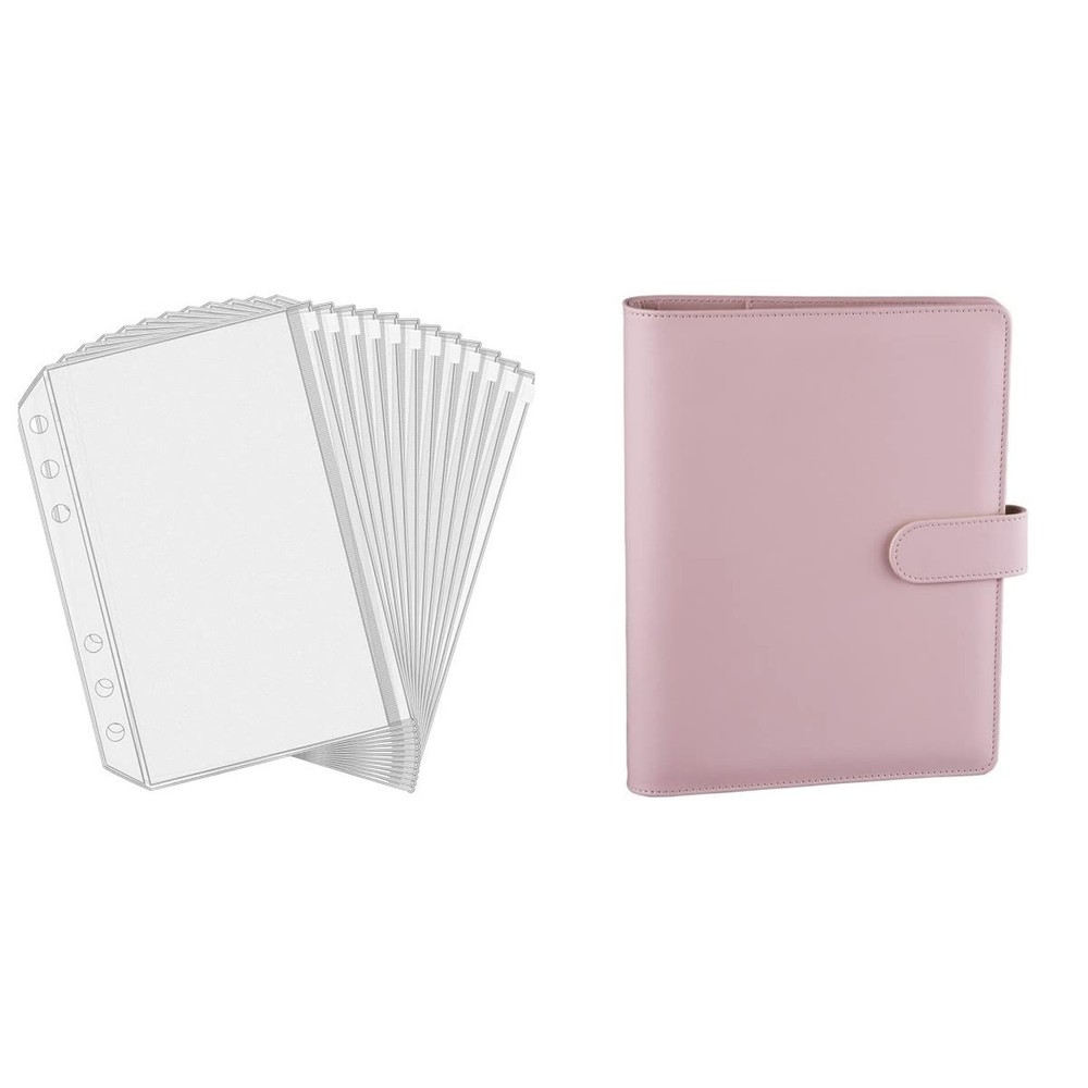 Antner 12 Pieces A5 Binder Pockets Bundle | A5 PU Leather Notebook Binder (Pi...