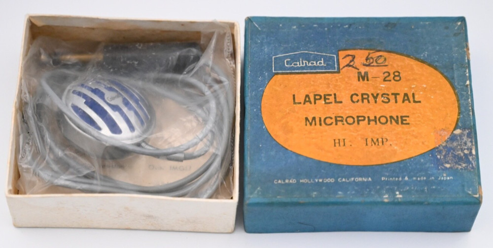 Calrad M-28 Lapel Lavalier Microphone Crystal with Box and Instructions