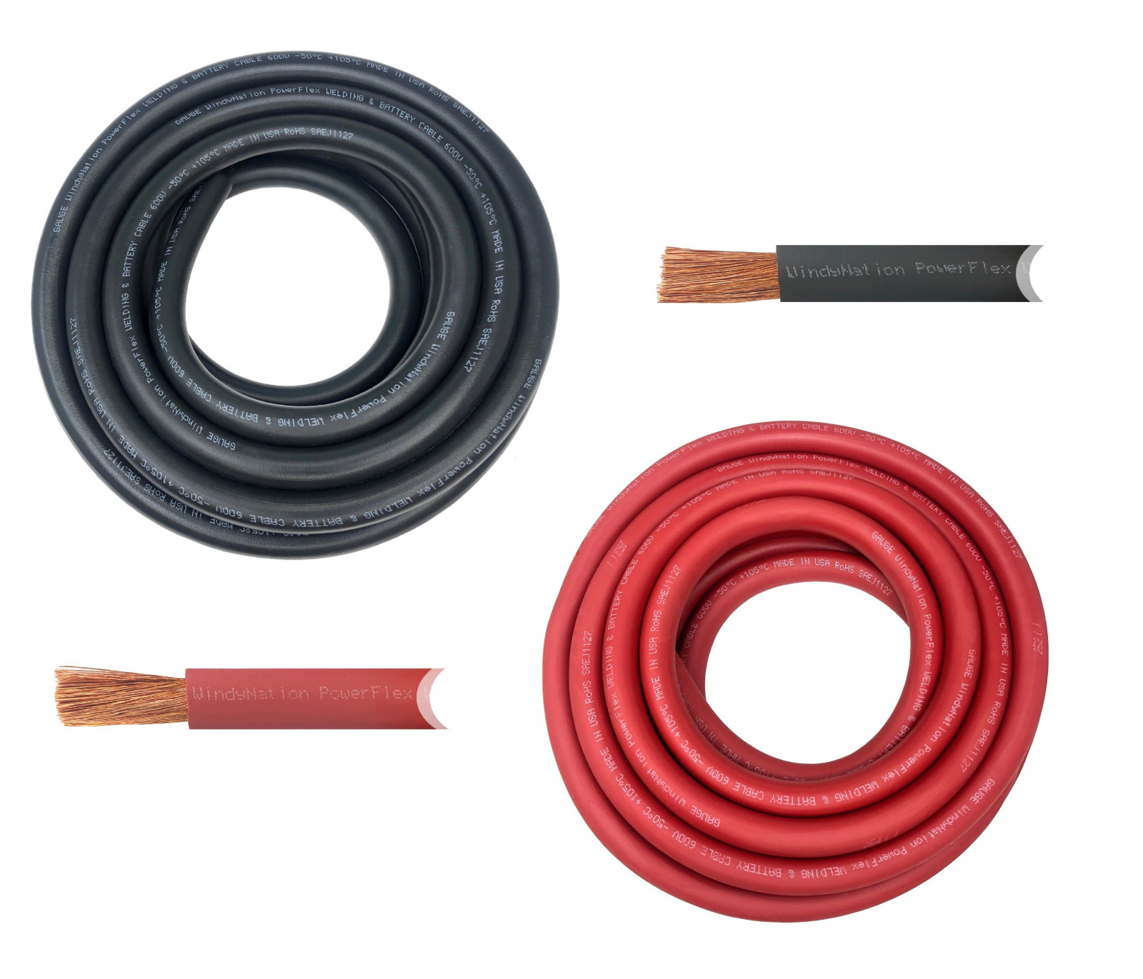 8, 6, 4, 2, 1/0, 2/0, 4/0 Gauge AWG Red & or Black Welding Battery Copper Cable