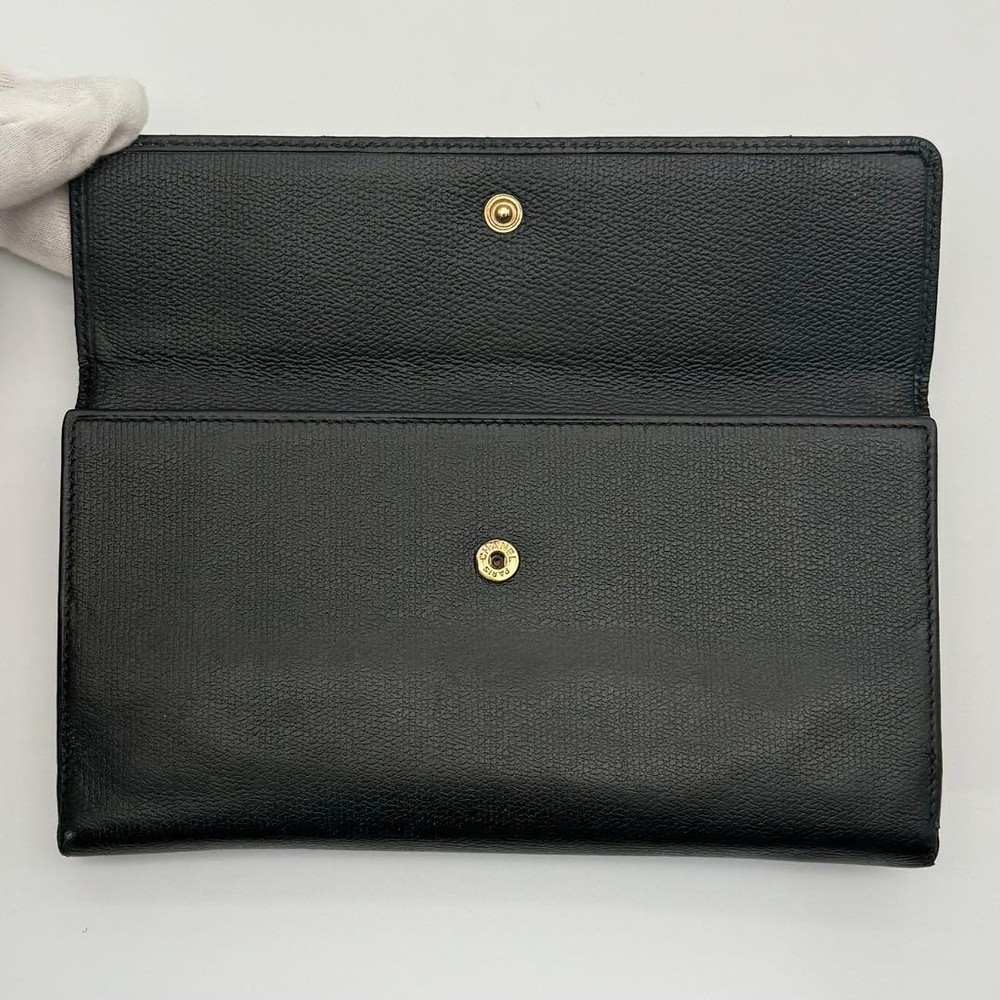 CHANEL Bifold Wallet Long Wallet Leather Coco Mark Black