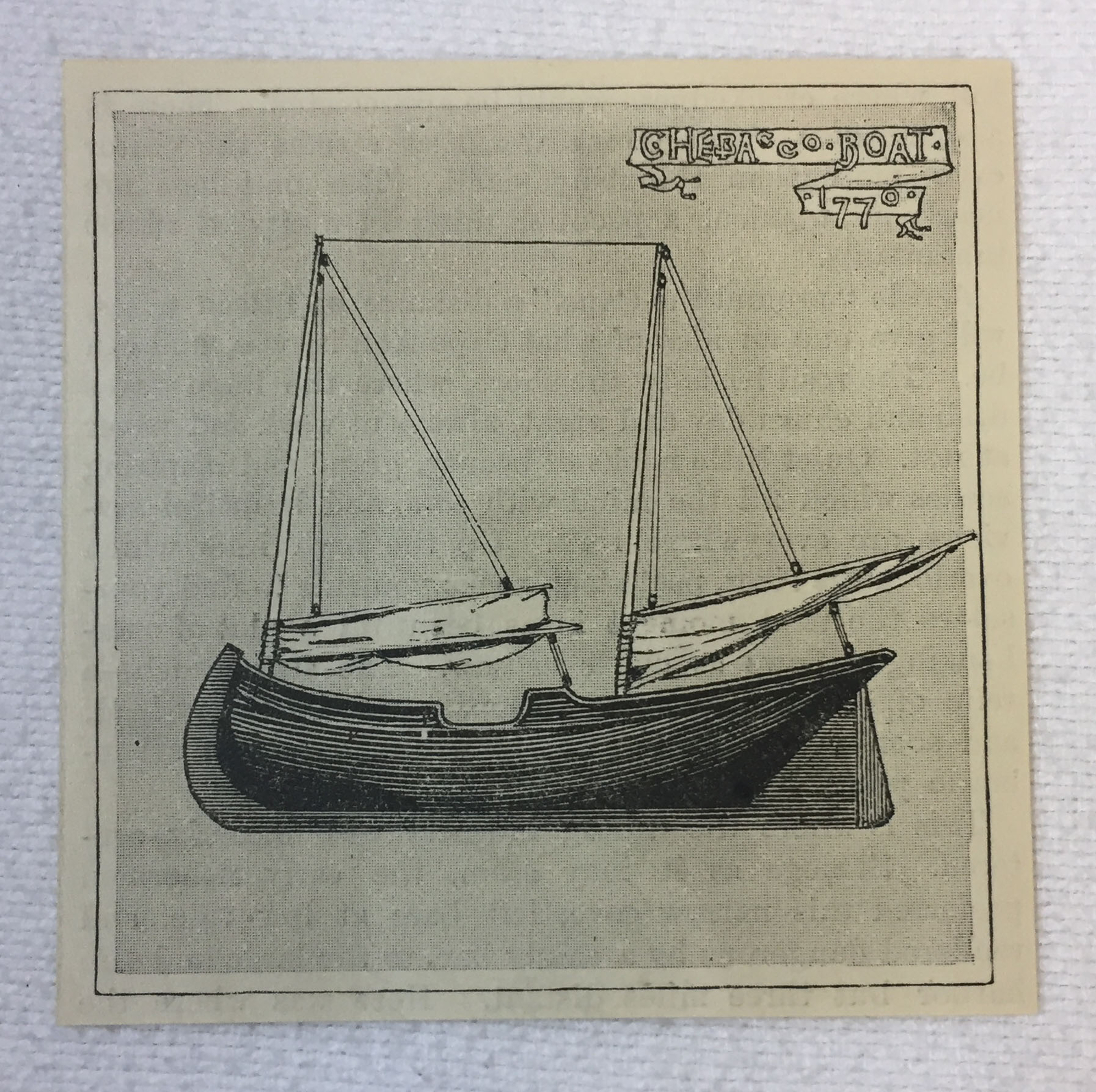 small 1886 magazine engraving ~ BOATS OF GLOUCESTER - CHEBACCO BOAT