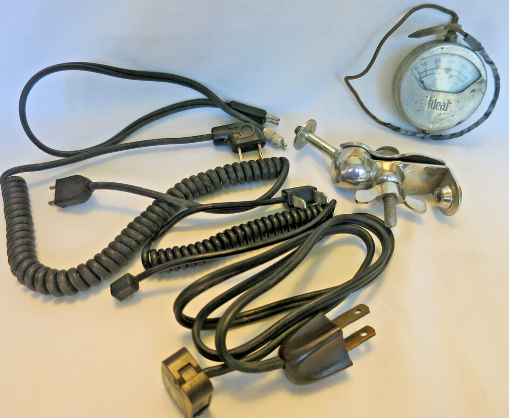 Vintage Camera Accessories Bundle Ideal Voltage Tester Assort Power Cord Bracket