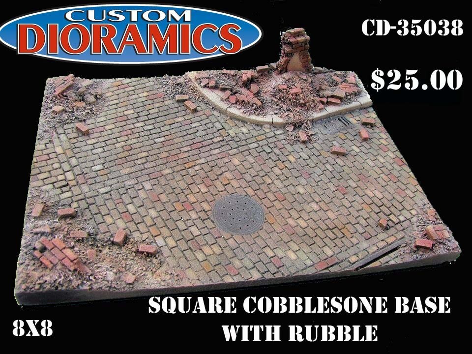 CD-35038 Square Cobblestone Base with Rubble (Medium) 8x8