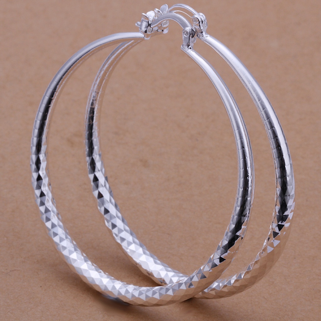 925 Sterling Silver Hoop Pierced Earrings L2