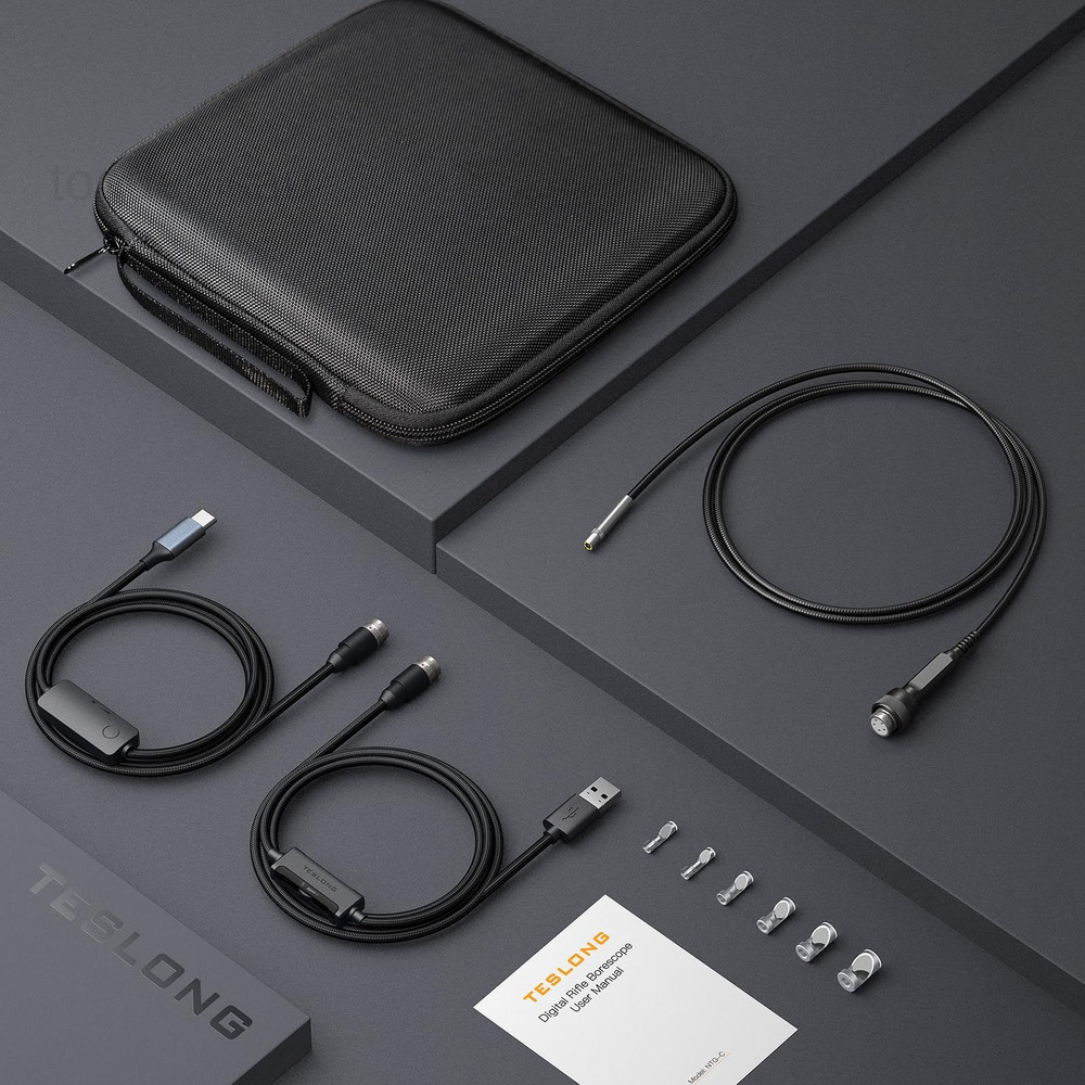 Rifle Borescope for Phone & PC, USB C Bore Scope Camera with black