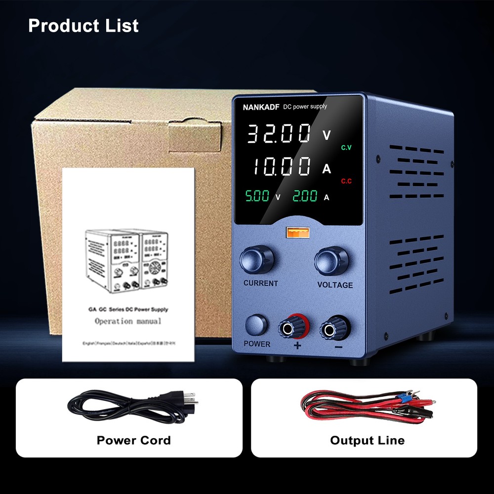 DC Adjustable 0-32V 0-10A Lab Power Supply Variable Programmable Bench Sources