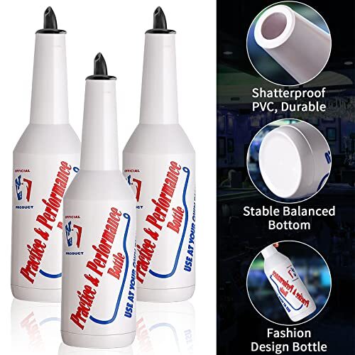3-Pack Bartender Flair Practice Bottles 25oz White Decorative Training Bottles