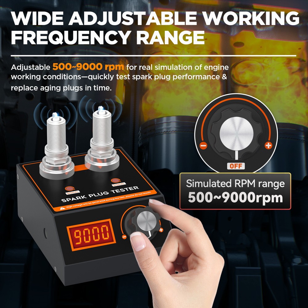 Spark Plug Tester 12V Gasoline Ignition Analyzer Adjustable Double Hole Detector