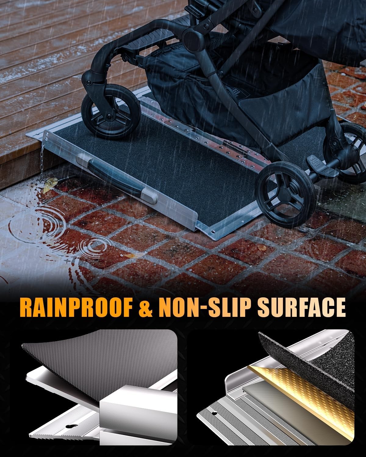 VNN 2-12 FT Folding Aluminum Wheelchair Ramp Portable Mobility Scooter Non-Slip