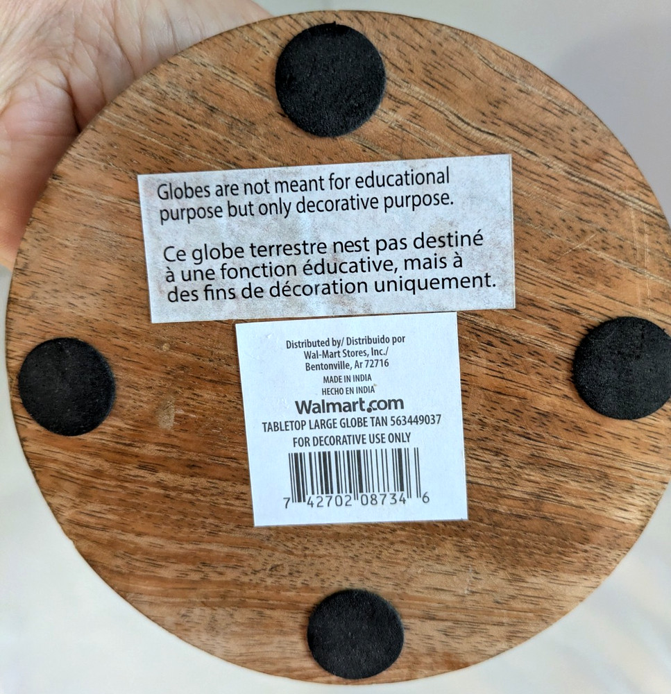 Walmart Table Top Large Globe Tan Decorative Purpose 12.75" x 8"