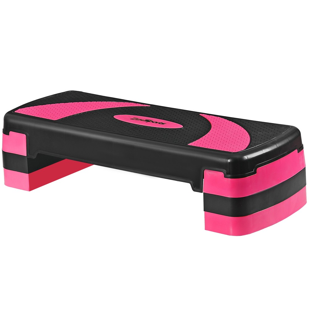 30" Aerobic Exercise Step Adjustable Aerobic Stepper Workout Step Platform Pink