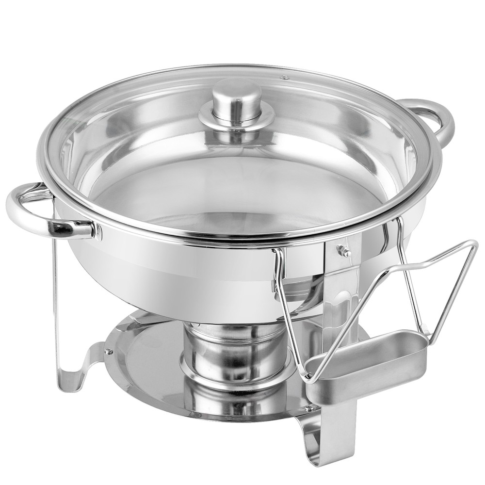 5 Quart 2Pack Full Size Chafing Dish Buffet Set Round Catering Warmer Set Silver
