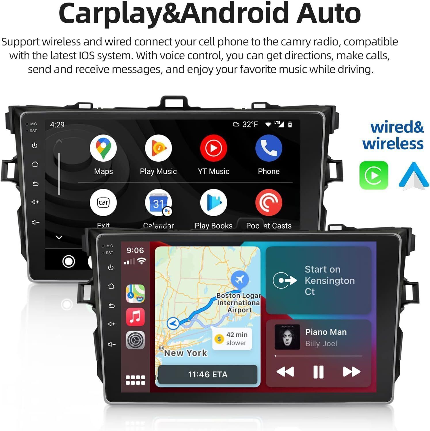 FOR TOYOTA COROLLA 2009-2013 Apple Carplay Car Radio Android 13 GPS Navi Stereo