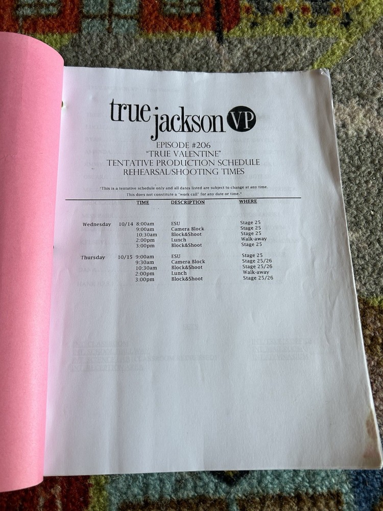 True Jackson Vp S2 Ep 6 Nickelodeon 2010 Original Script Shooting Draft