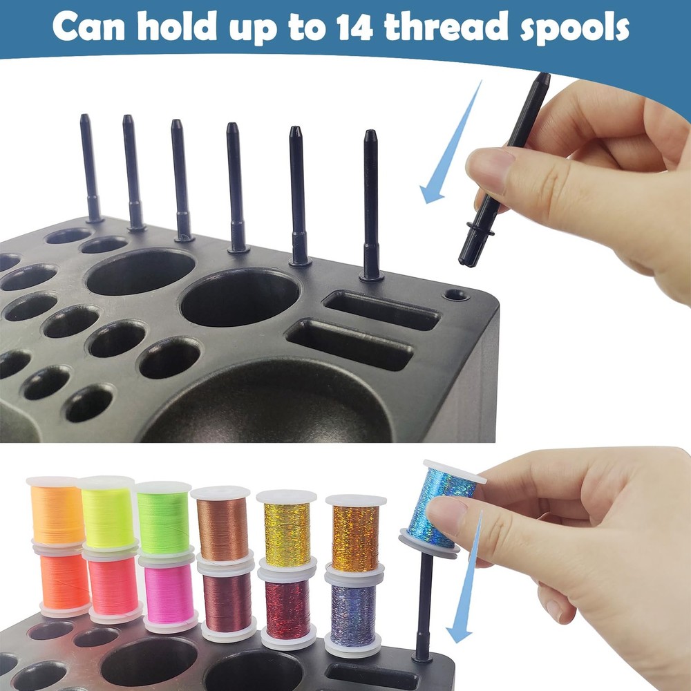 ABS Fly Tying Tool Caddy Organizer Soft Magnets Thread Spool Stand