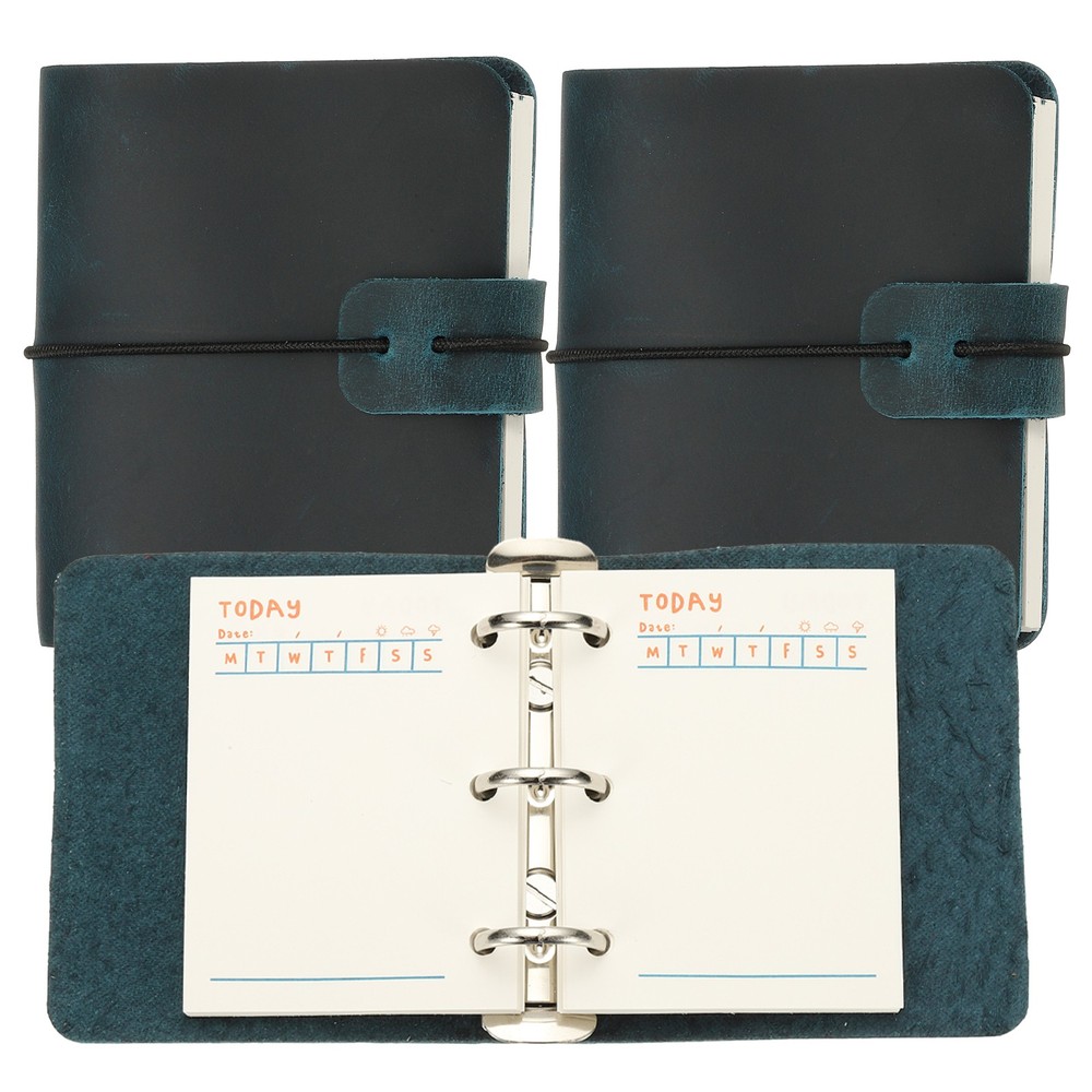 A9 Leather Journal 2Pcs 3 Ring Notebook Binder Planner Loose Leaf, Blue