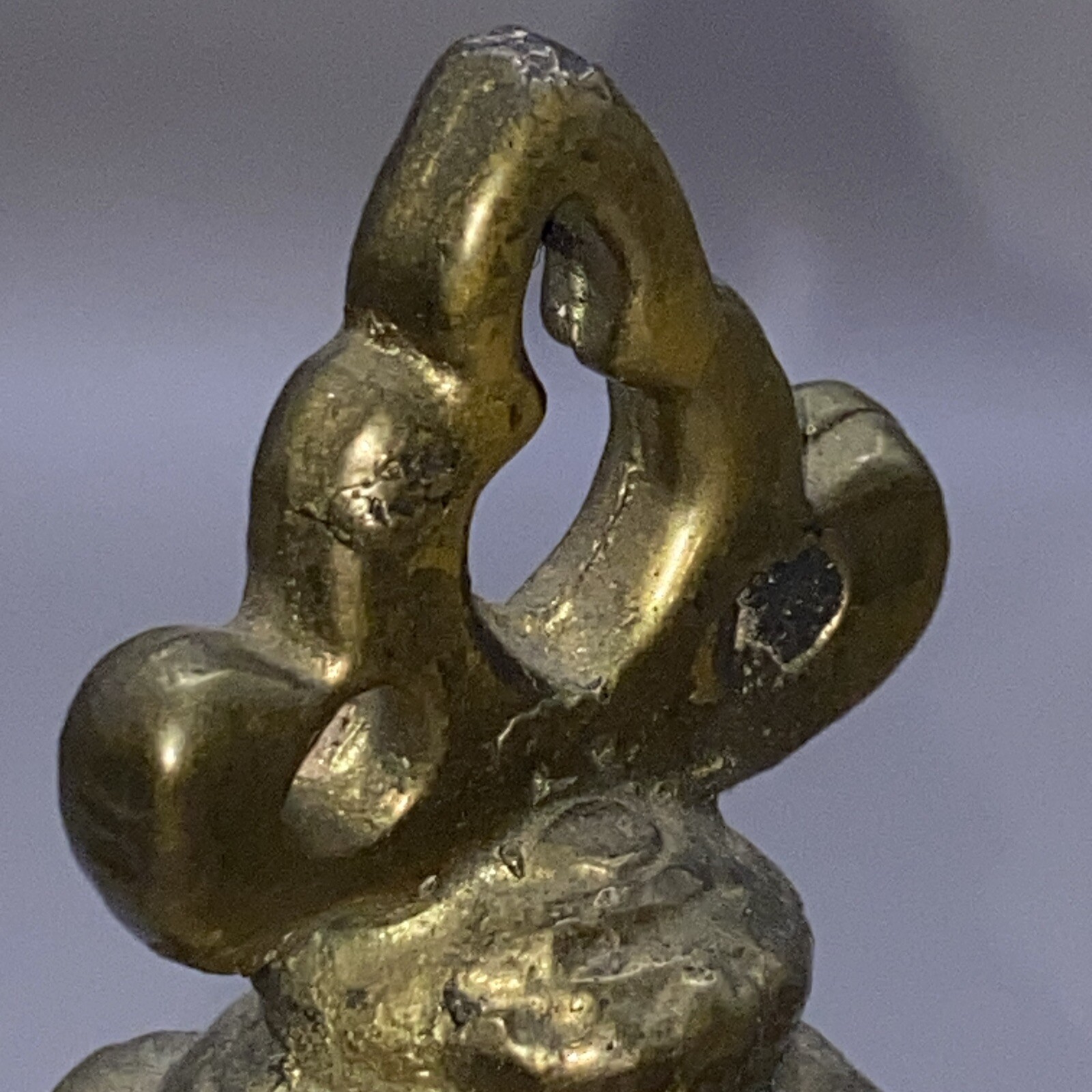 Antique BRONZE TEMPLE BELL Buddhist Tibetan Ritual Temple Bell W/ 4 Faces Handle