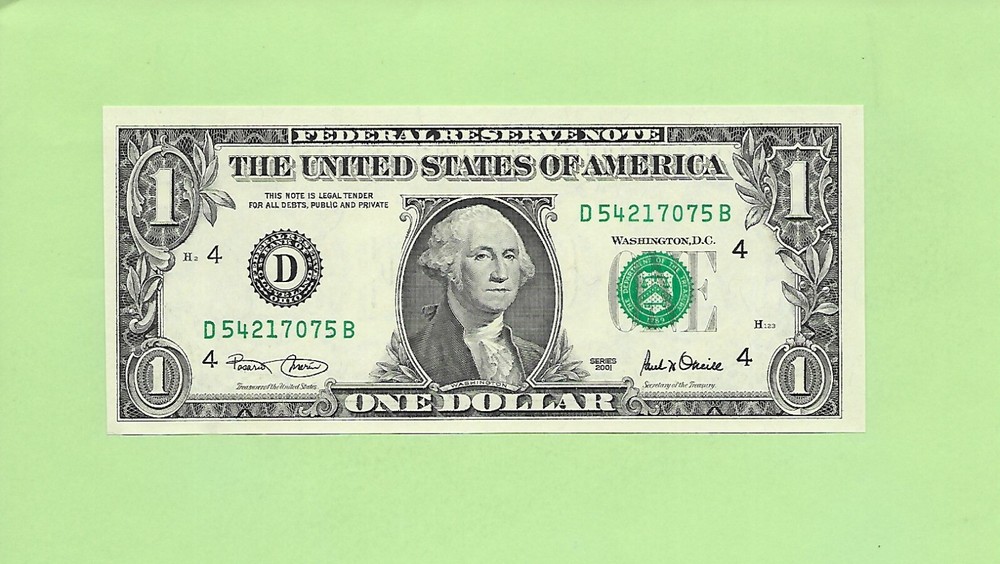 2001 ..UNCIRC $1  D 5421 7075 B  .... 2001 $1  D-B      NICE NOTE        FRN
