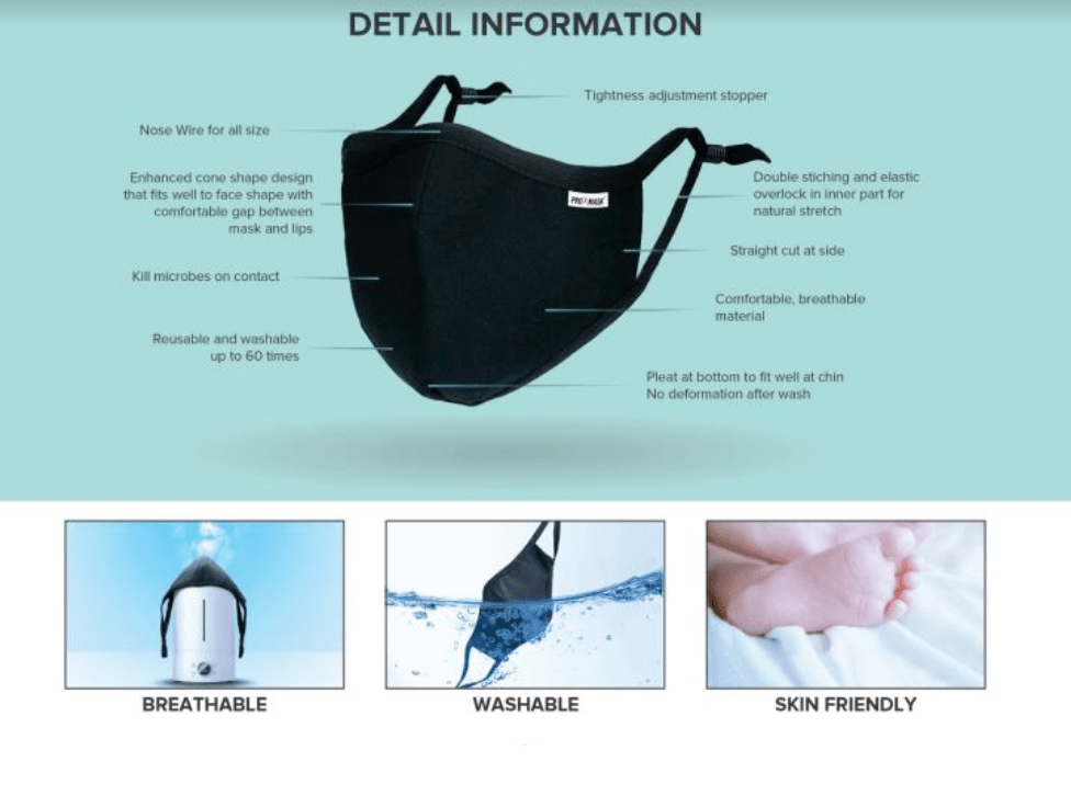 High Quality Reusable & Adjustable Smoke Gray Protective Face Mask Covering