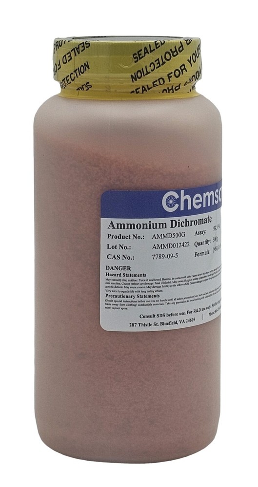 Ammonium Dichromate, ACS, 99.5+%, 500g