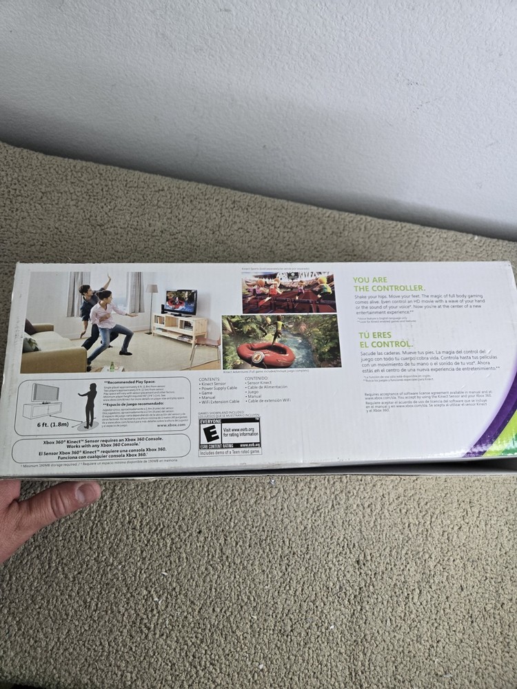 Microsoft Xbox 360 Kinect Connect Black Sensor Bar Open Box W/ Kinect Adventures