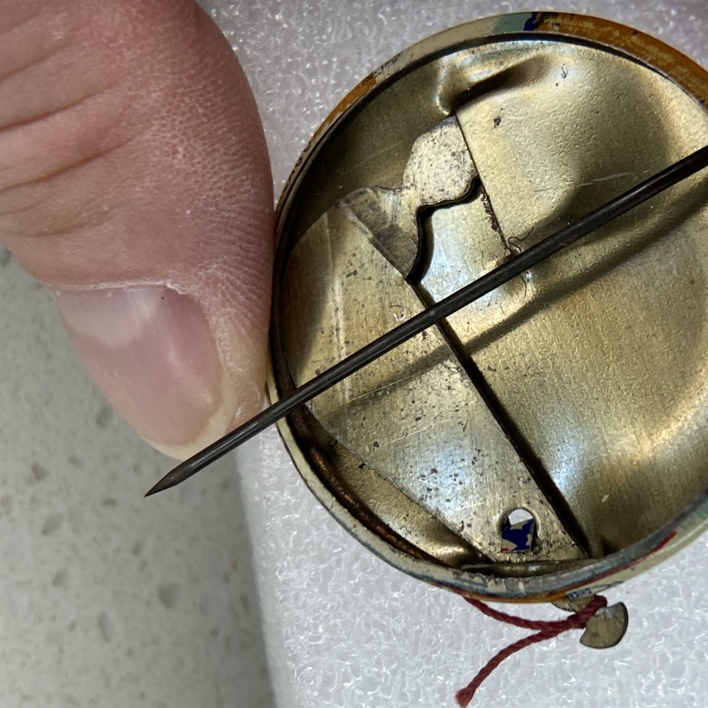 Vintage WWII Uncle Sam LET’S PULL TOGETHER Propaganda Mechanical Pinback Button