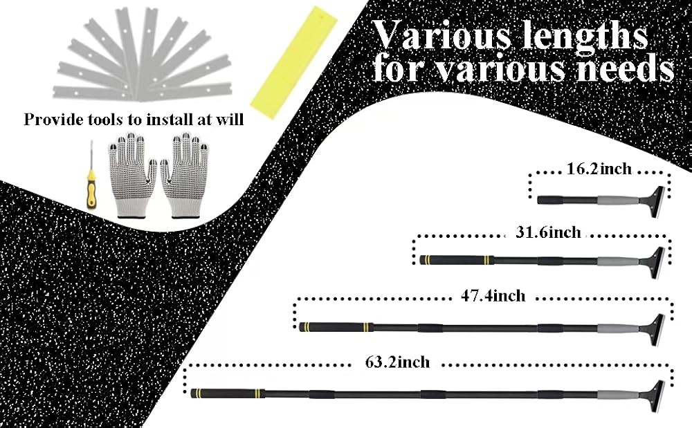 Floor Scraper Long Handle Heavy Duty, 31-61“ Long Handle Blade Scraper