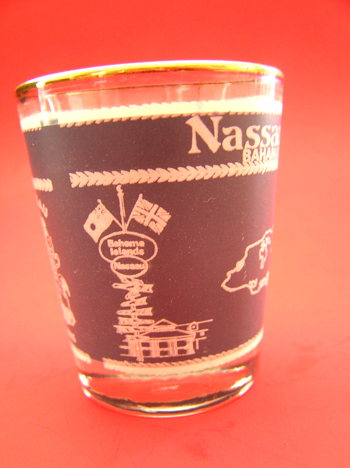 3 Shot Glasses: Nassau Bahamas, US Marine Corps Logo and Delta Gamma Sorority