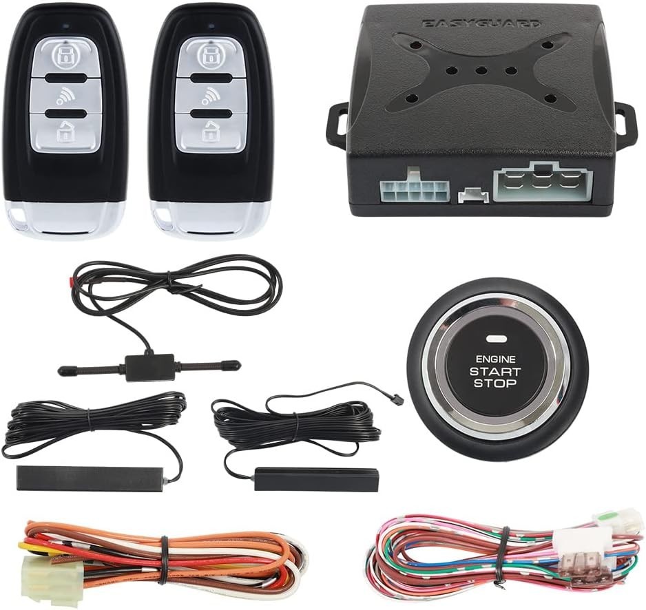 PKE Passive Keyless Entry Car Alarm System Push Button Start Remote Start Sta...