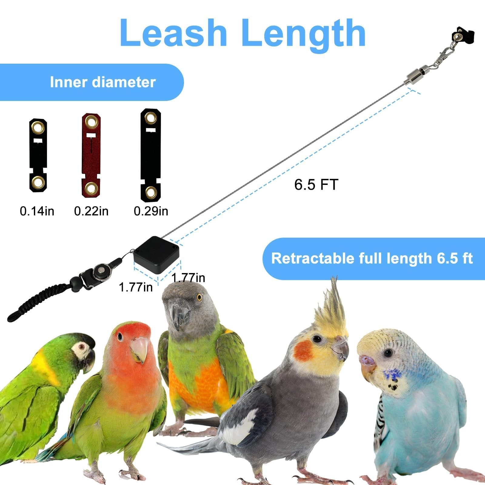 Bird Leash,Bird Harness,Retractable Anti-Bite Parrot Harness,with 3 Different...
