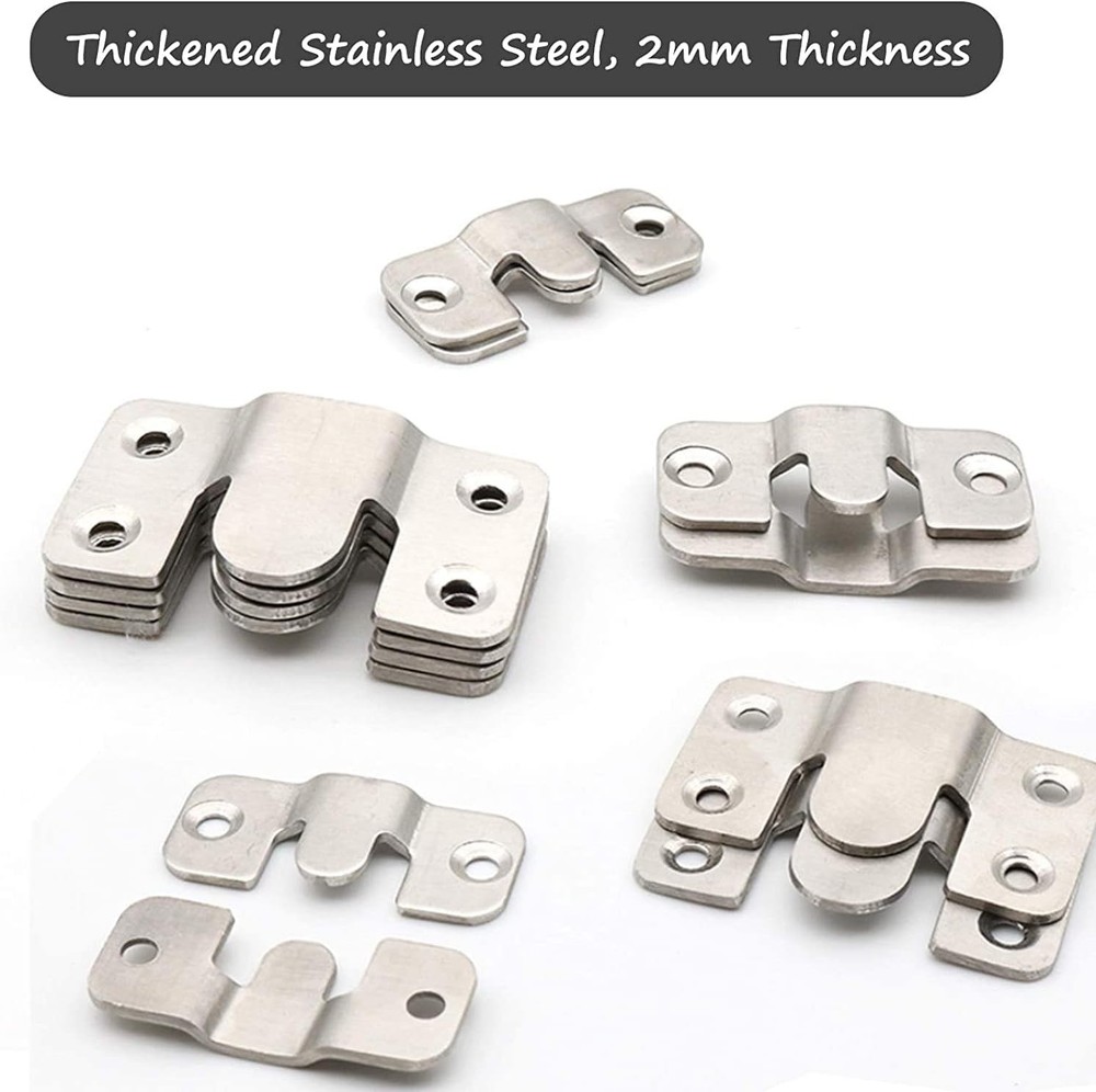 Flush Mount Bracket, Interlocking Photo Frame Hook 56 x Large 6Pairs, Silver