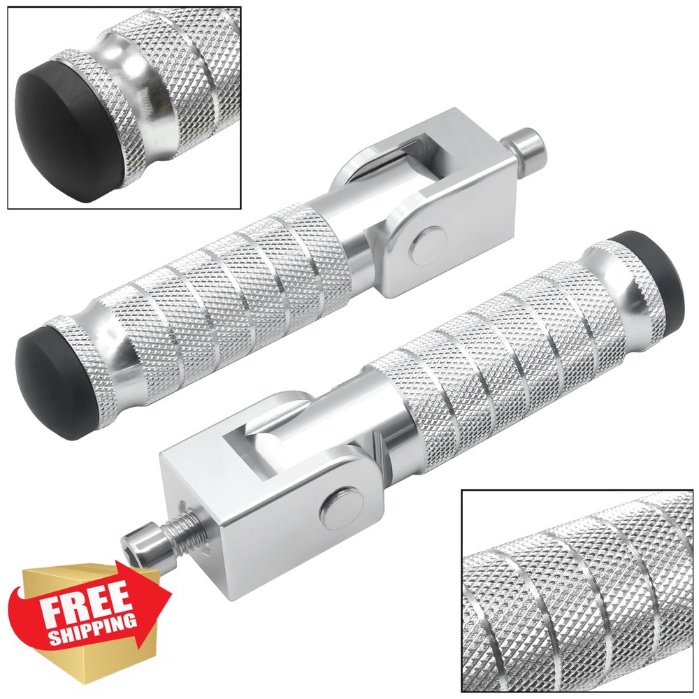 M8 Universal CNC Motorcycle Foot Pegs Foldable Silver Type A