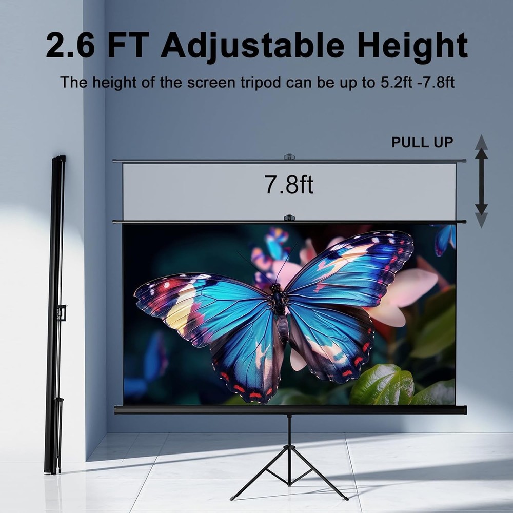 Outdoor Projector Screen with Stand Tripod, Indoor Pull Up Portable...